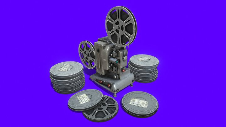 Retro Vintage Movie Projector Set #1 3D Model 3D Model