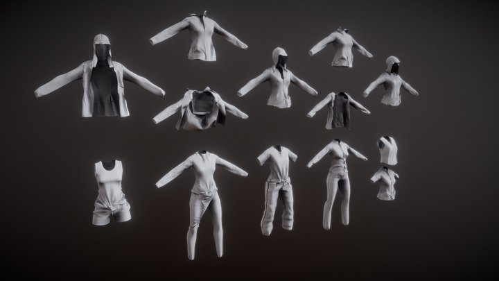 Shape of Clothes For Ray II by cloth sim demo 3D Model
